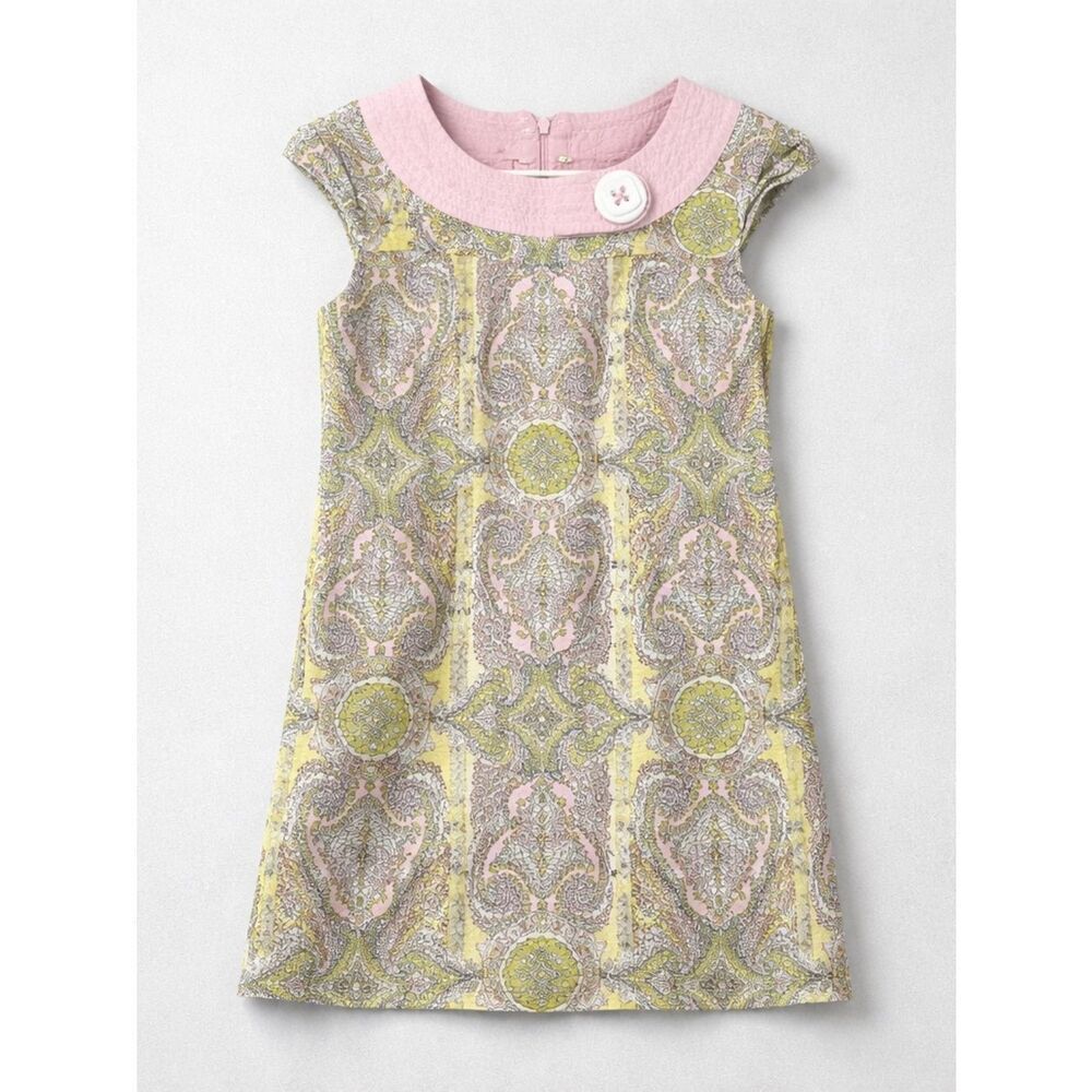 KC Parker pink and green print shift dress with cap sleeves size 6